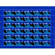 1987 - Grønland - Julemærkeark - 2-sidet takket - Ufoldet - "Lysglimt i vinternatten".
